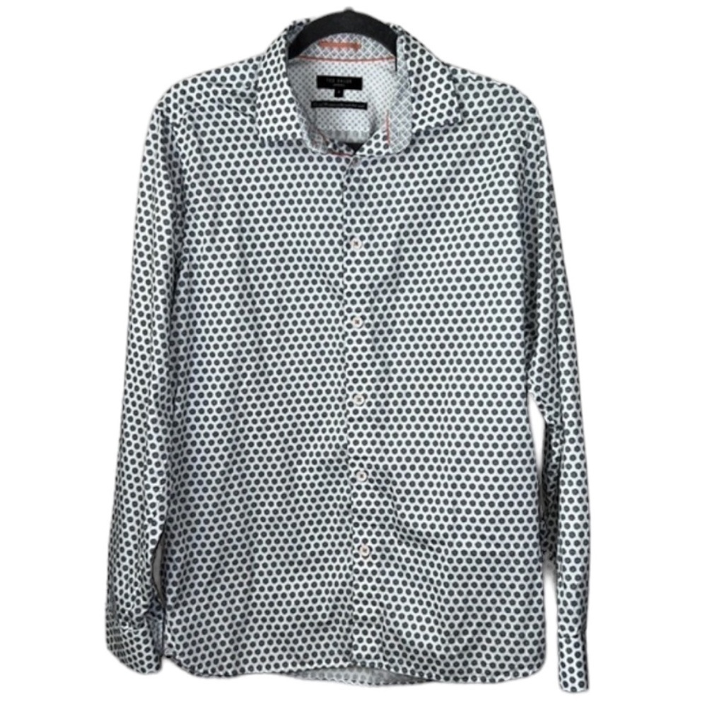 Ted Baker Medallion Geometric Long Sleeve Casual Dress Shirt Size 4